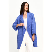 Plissé Oversized Open Front Cardigan in Periwinkle