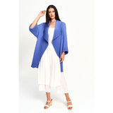 Plissé Oversized Open Front Cardigan in Periwinkle