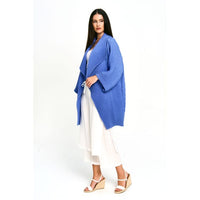 Plissé Oversized Open Front Cardigan in Periwinkle