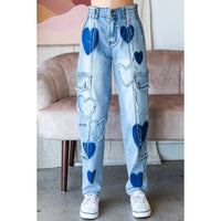 Denim Jeans Washed Heart Detail