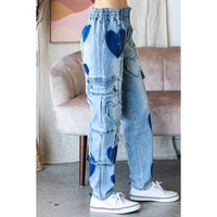 Denim Jeans Washed Heart Detail