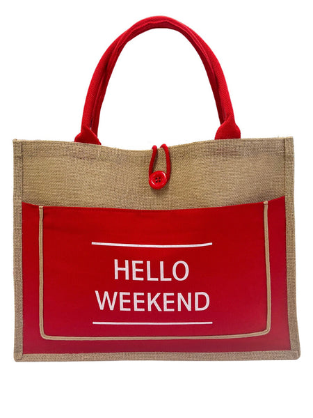 HELLO WEEKEND Tote - Red