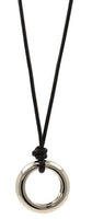 Necklace Long O On Black Wax Cotton Chain