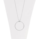 Long Adjustable Necklace w/ Brushed Thin Large Ring Pendant