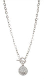 Necklace Link Chain w/CZ Crystal and Toggle Closure