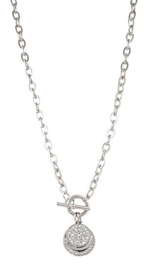 Necklace Link Chain w/CZ Crystal and Toggle Closure