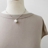 Silver Chain Necklace with Pearl Pendant
