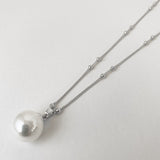 Silver Chain Necklace with Pearl Pendant