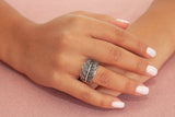 Stretch Ring Feather Design w/ Rhodium Plating