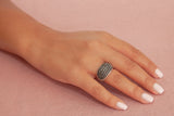 Stretch Ring OX Silver w/ Rounded Ribbed Design