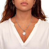 Necklace Link Chain w/CZ Crystal and Toggle Closure