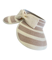 Striped Two Tone Rollup Hat - Cream/ Tan
