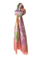 Floral Pleated Scarf - Coral