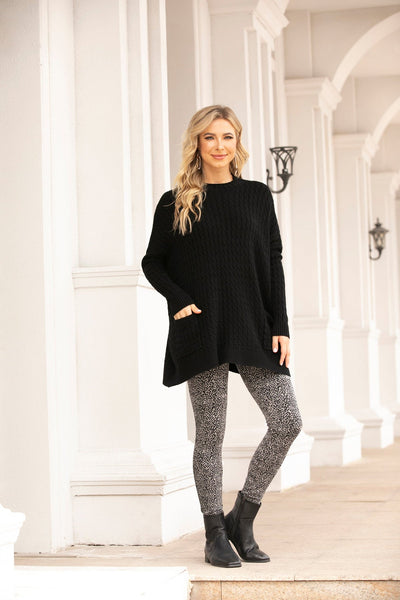 Delicate Cable Knit Sweater (Black)