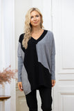 Cashmere-Feel Color Block Pull Over (Black)