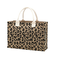 Leopard Print Jute Tote Bag