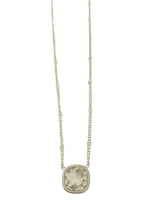 Short Necklace with Small Square CZ w/ Mesh Chain