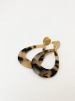 Light Beige, Black & Gold Large Colored Drop Earrings