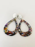Mix Black & Silver Large Colored Drop Earrings