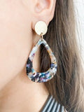Mix Black & Silver Large Colored Drop Earrings