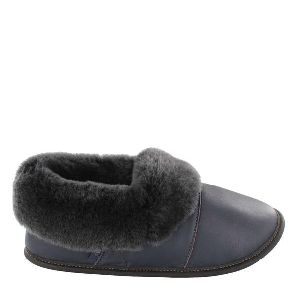 Men's Leather Lazybone Slippers - Navy