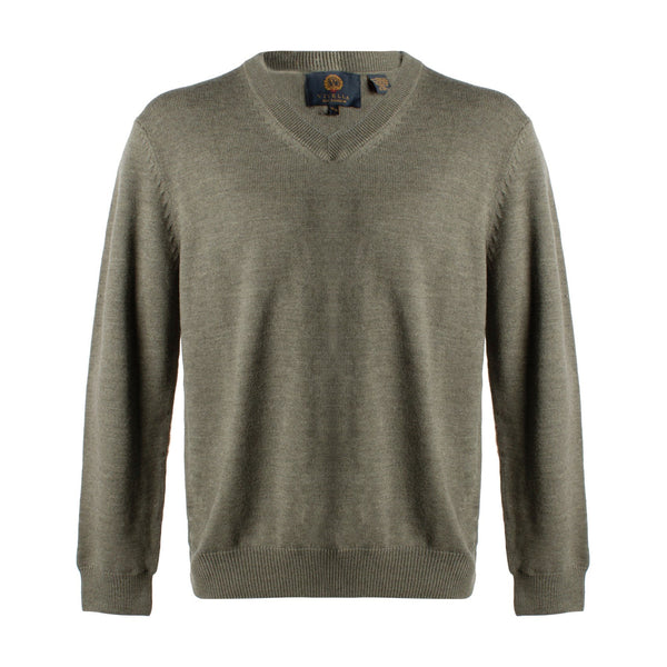 Viyella V-Neck Long Sleeve Sweater (Sage Melange)