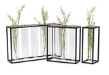 Triple Tube Vase w/Rack-Blk