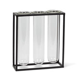 Triple Tube Vase w/Rack-Blk