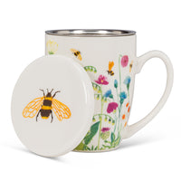 Bee Garden Covered Mug & Strainer