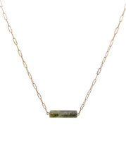 Short Gold Necklace with Rectangle Marble Stone
