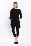 Cutout Front Asymmetric Tunic in Black