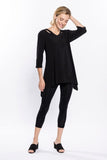 Cutout Front Asymmetric Tunic in Black