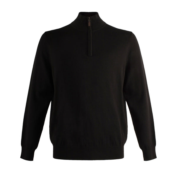 Viyella 1/4 Zip Sweater w/ Elbow Patches (Black)