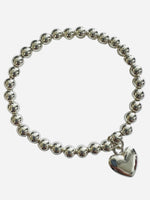Stretch Ball Bracelet w/ Hanging Heart