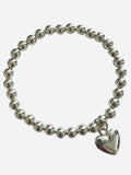 Stretch Ball Bracelet w/ Hanging Heart