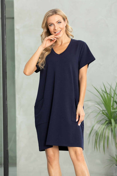 Bamboo Dress With Front Pockets (Navy)