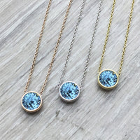 Silver Swarovski Necklace - Aquamarine