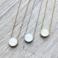 Silver Swarovski Necklace - White Opal