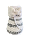 Striped Two Tone Rollup Hat - White/ Black