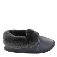 Woman's Leather Lazybone Slippers (Navy)