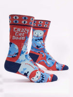 Crazy Cat Dude - Mens Crew Socks