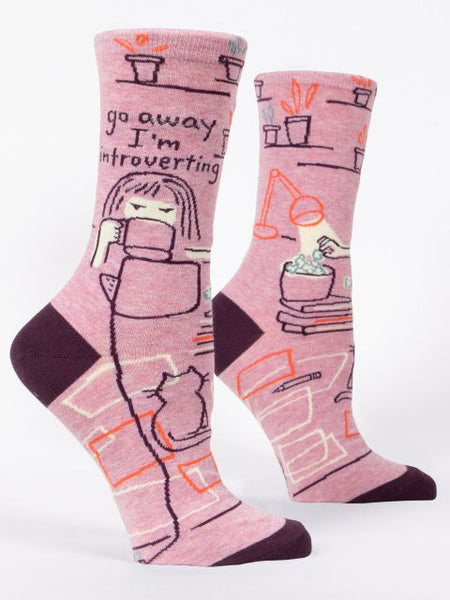 Go Away I'm Introverting - Womans Crew Socks