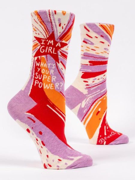 I'm A Girl What's Your Super Power? - Womans Crew Socks