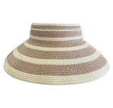 Striped Two Tone Rollup Hat - Cream/ Tan