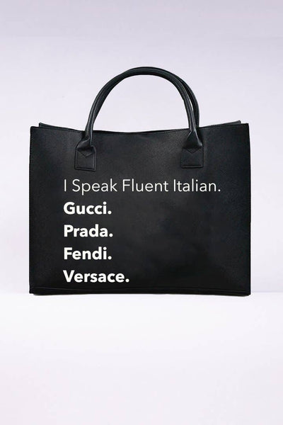 Modern Vegan Tote- Fluent Italian(Black)