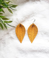 Golden Rod Leather Leaf Earrings