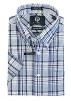 100% Cotton Linen Traditional Fit S/S Shirt (Light Blue)