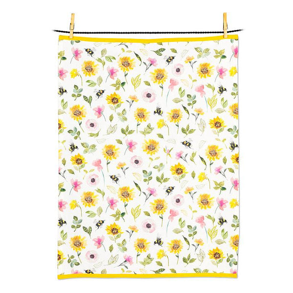 Sunflowers & Bees Tea Towel