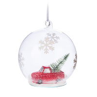 Red Pickup With Tree Snow Globe Ornament