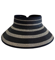 Striped Two Tone Rollup Hat - Black/Cream
